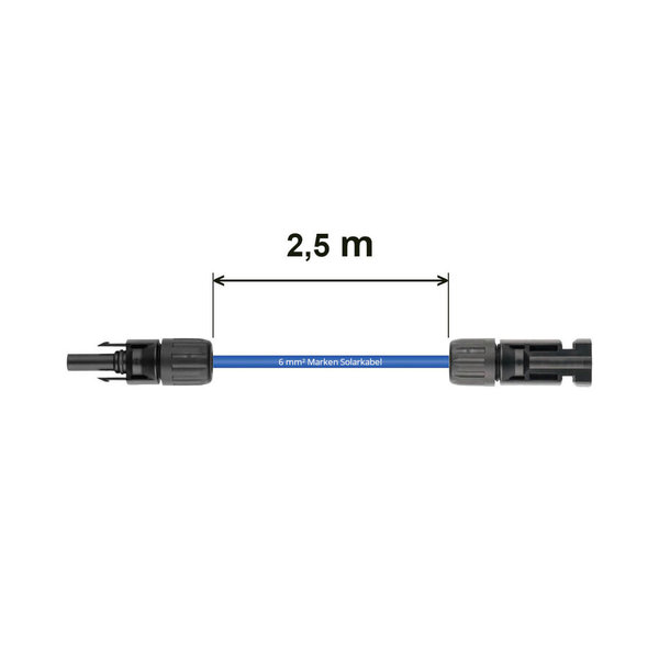 2,5 m Verlängerungskabelpaar MC4 auf MC4 Stecker 6 mm²